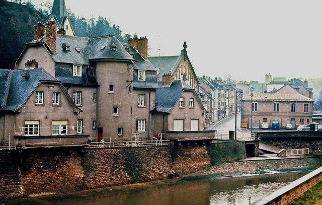 Alzette River front, Old Quarter of Pfaffenthal, Luxembourg City, January 1972 — photo by John Beach